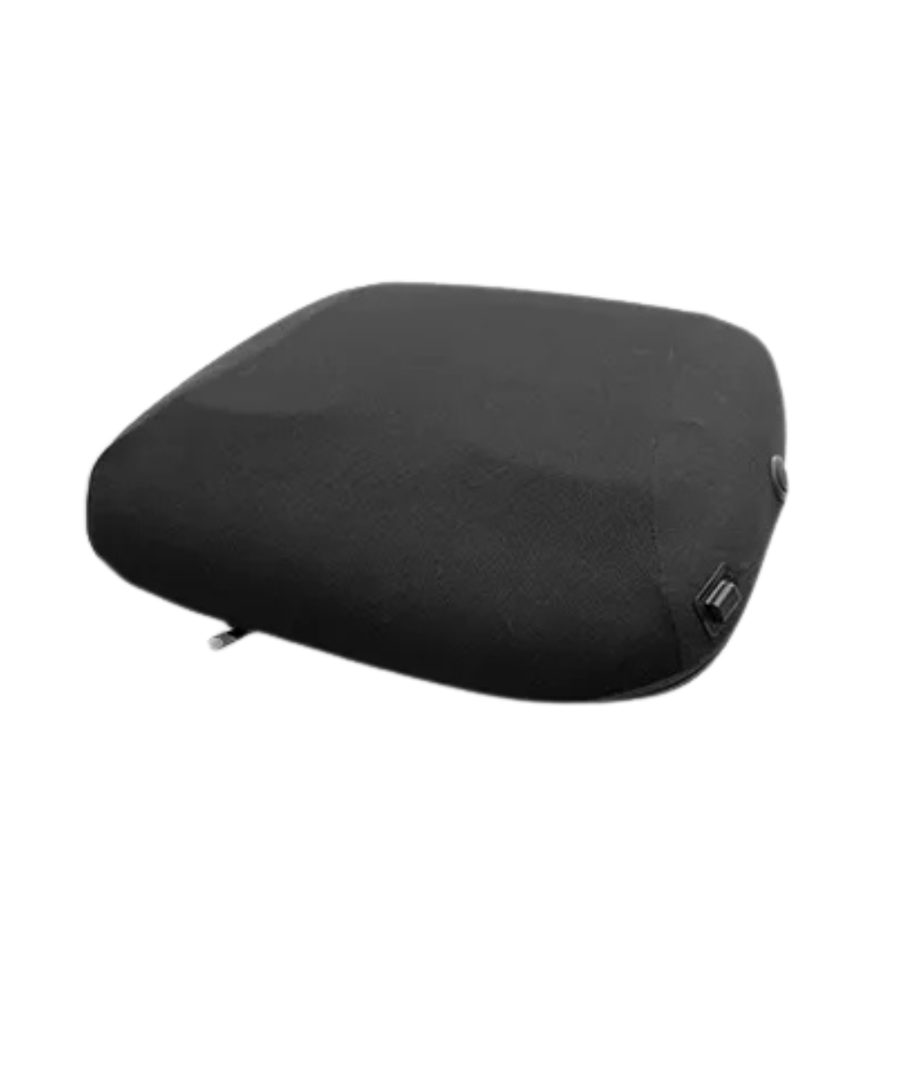 Standalone view of the premium black Robooter heated seat cushion, designed to provide consistent, safe, and adjustable warmth.